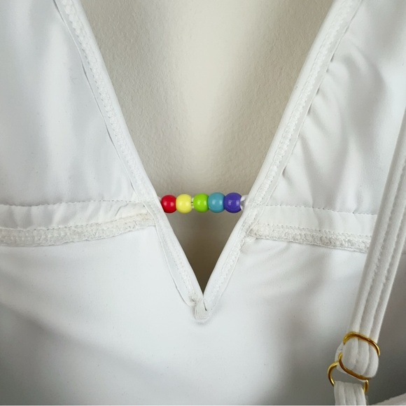 Charlie Holiday Jodie Shirred One Piece Swimwear Swimsuit in White Size Small - Picture 6 of 9